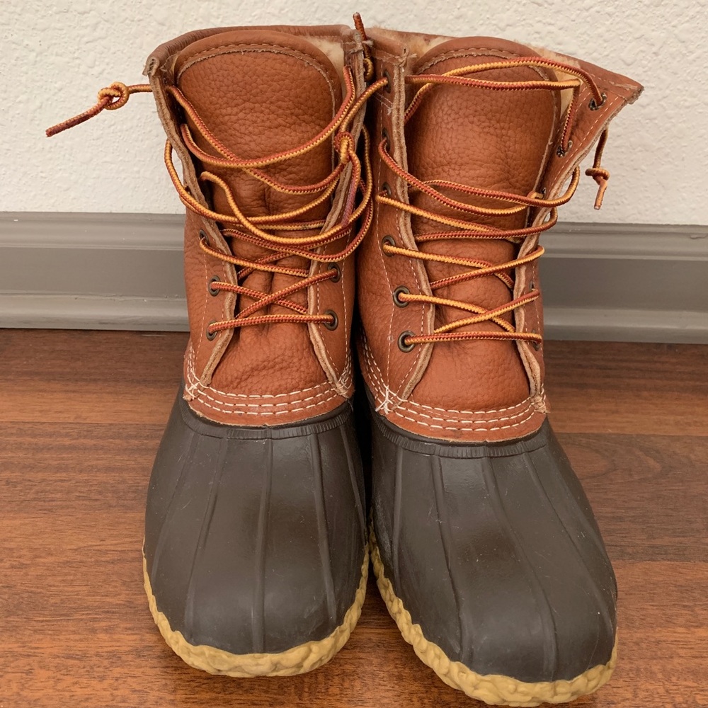 Bean Boots L.L.Bean 8" Tumbled-Leather Wool lines